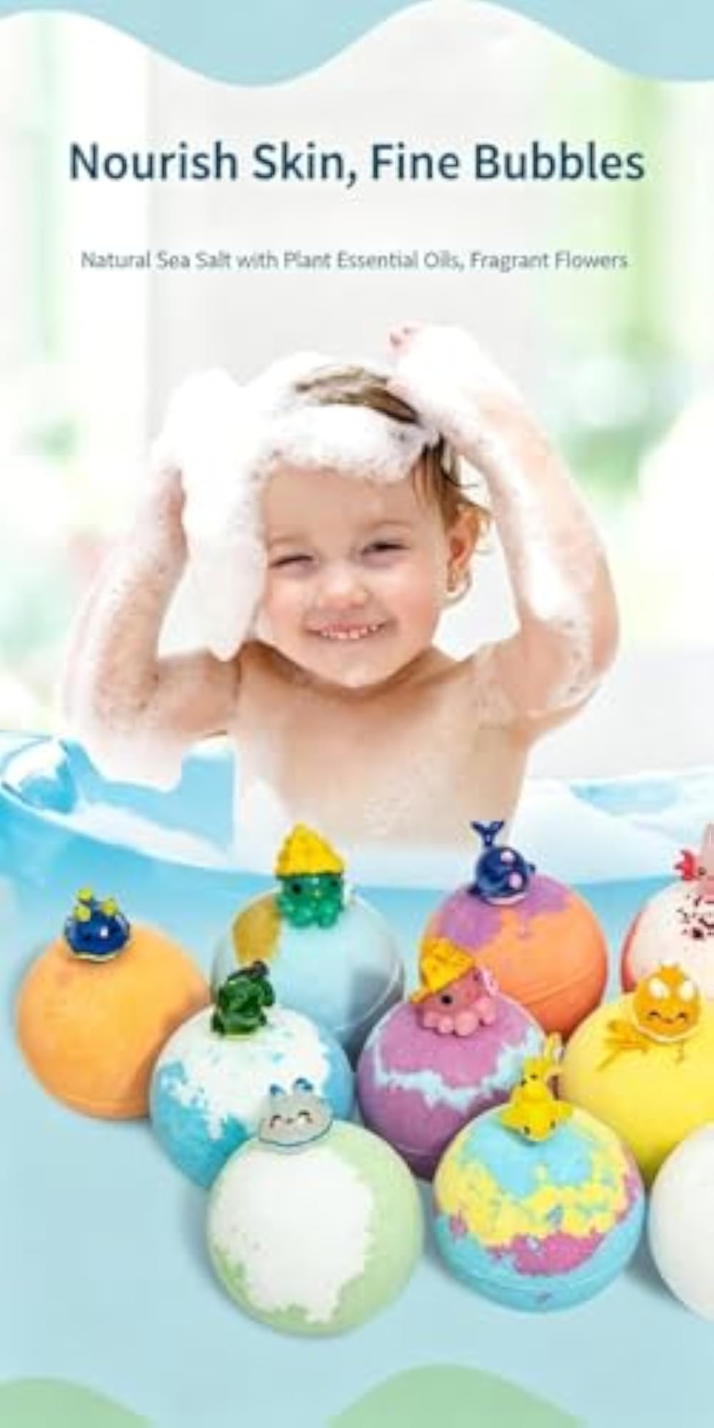 Kids Bath Bomb Set with Surprise Toys Inside, 6 Colorful Fizzies